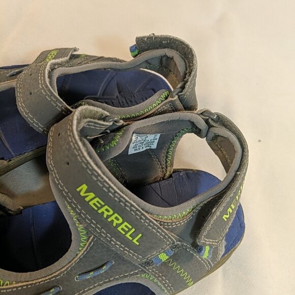 Merrell Panther Sandals Grey Blue Green 6M 8W Leather Hook Loop MY53337 Sport - Picture 6 of 12